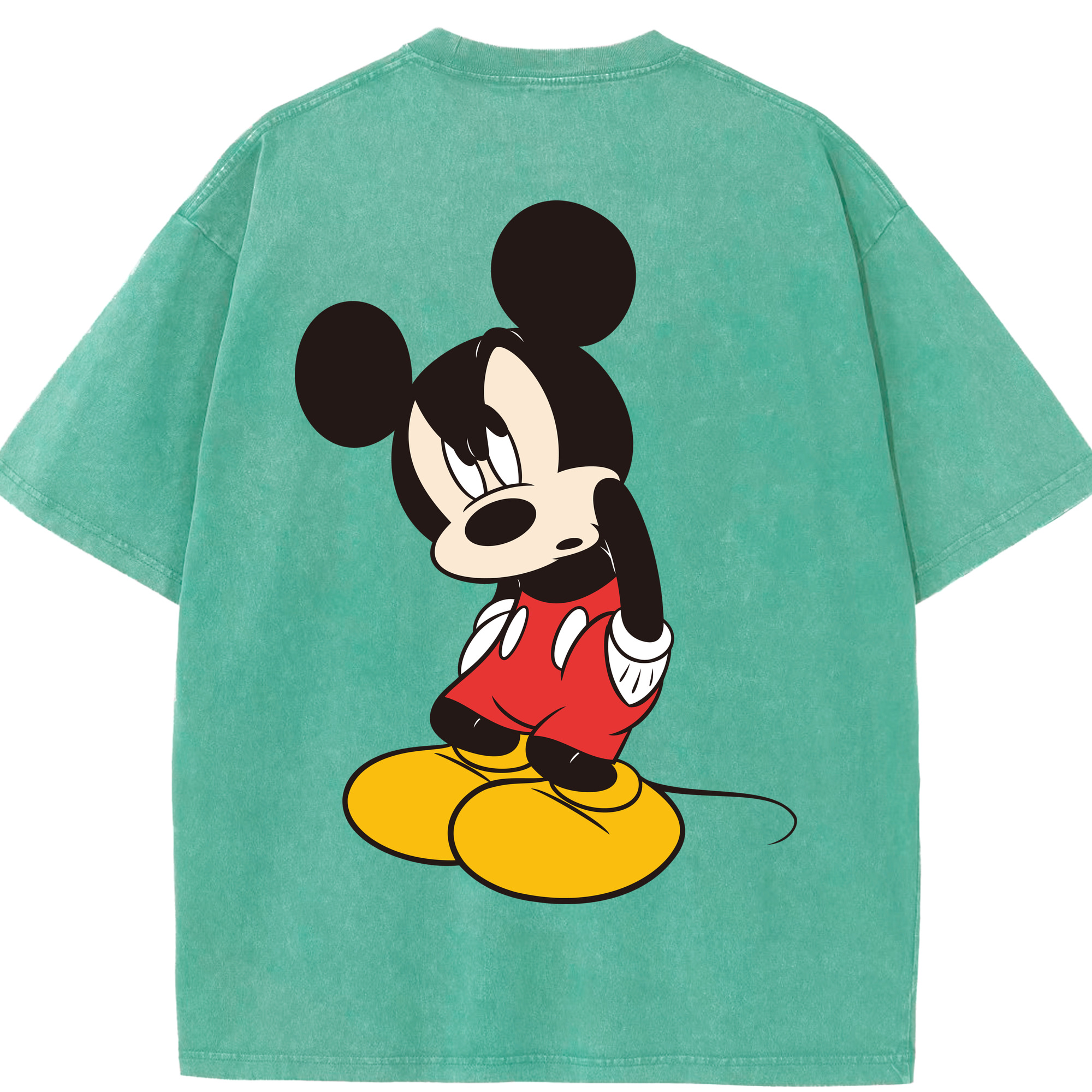 （画像用） ミッキーマウス Mickey Mouse 綿100% ヴィンテージ風 半袖Tシャツ（背面プリント）